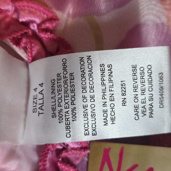 NANNETTE NEW Fancy Dress With Flowers & Ribbon Pink Purple Multicolored Sz 4 NWT - Picture 7 of 12